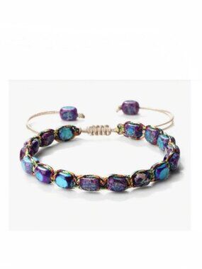 Natural violet purple Howlite Stone Woven Bracelet